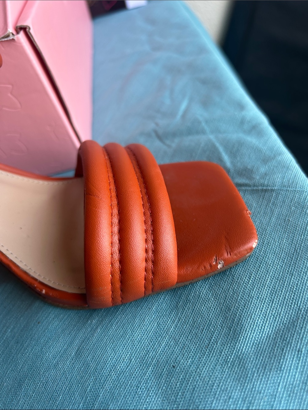 Steve Madden Orange Double Padded Strap Heeled Sandals - Picture 4 of 7